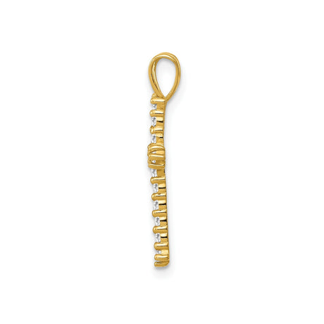 14k Yellow Gold Cross Pendant with Cubic Zirconia, Christian Faith Jewelry for Women