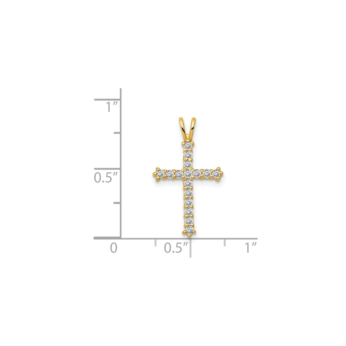 14k Yellow Gold Cross Pendant with Cubic Zirconia, Christian Faith Jewelry for Women