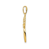 14k Yellow Gold Cross Pendant with Cubic Zirconia, Flowing Modern Design, Christian Jewelry for Women