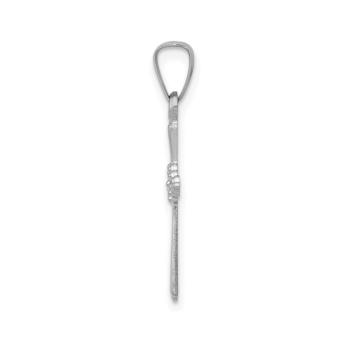 14k White Gold Flared Cross Pendant with Decorative Center, Christian Faith Jewelry