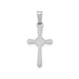 14k White Gold Flared Cross Pendant with Decorative Center, Christian Faith Jewelry