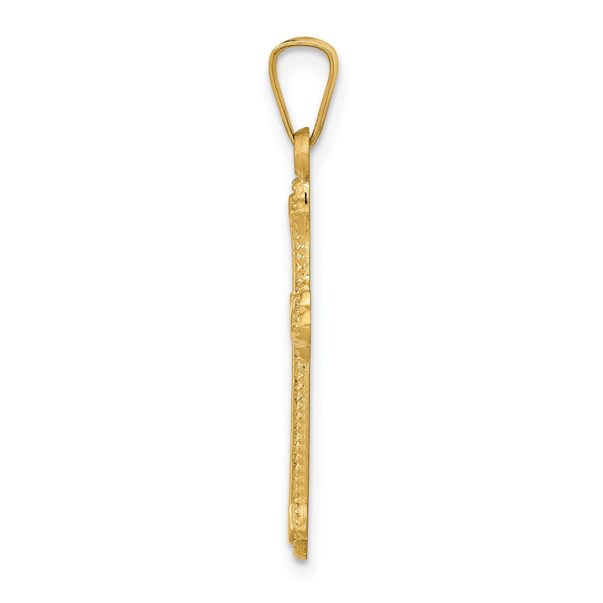14k Yellow Gold Cross Pendant with Beveled Edge Design, Christian Religious Charm for Women or Unisex Wear