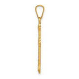 14k Yellow Gold Cross Pendant with Beveled Edge Design, Christian Religious Charm for Women or Unisex Wear
