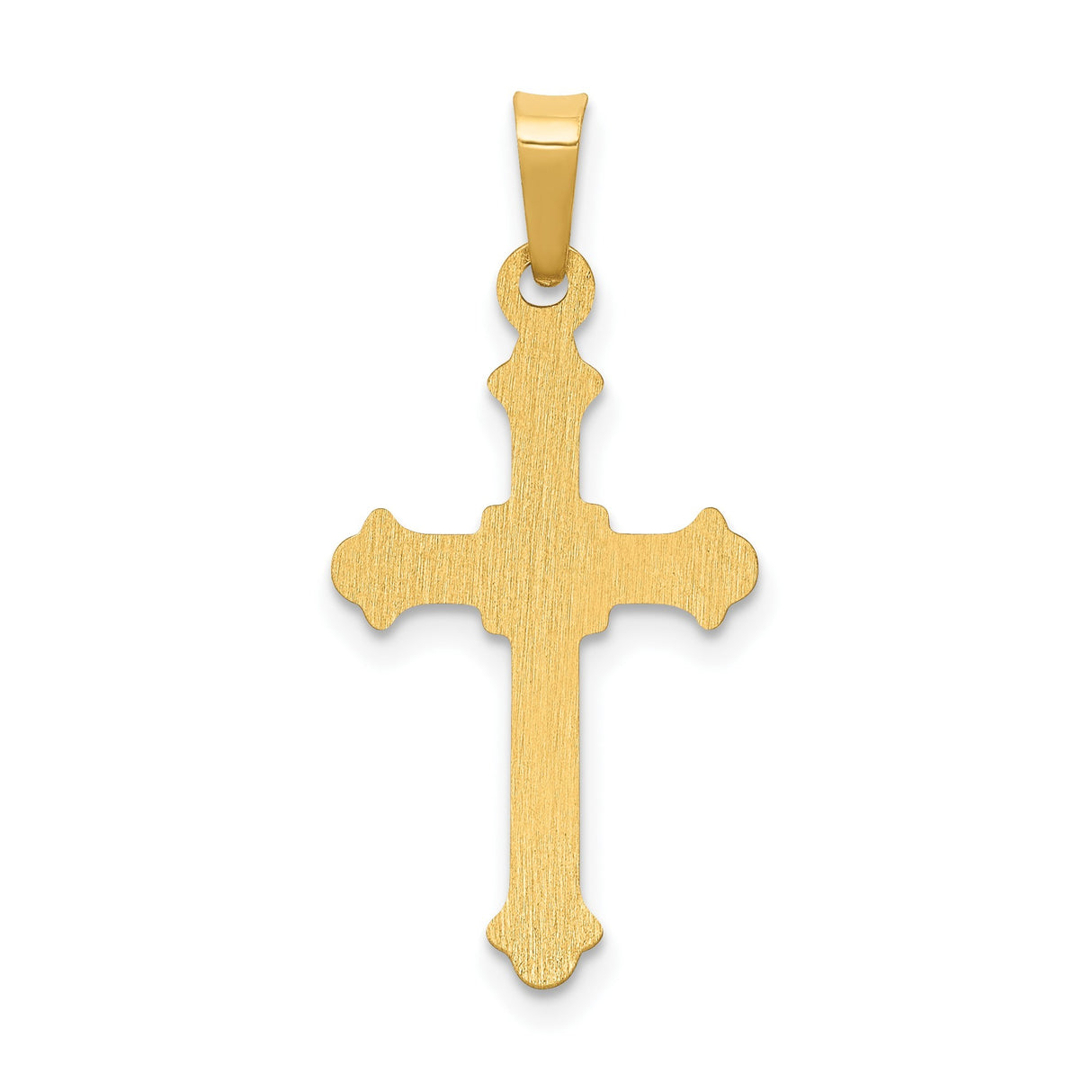 14k Yellow Gold Cross Pendant with Beveled Edge Design, Christian Religious Charm for Women or Unisex Wear