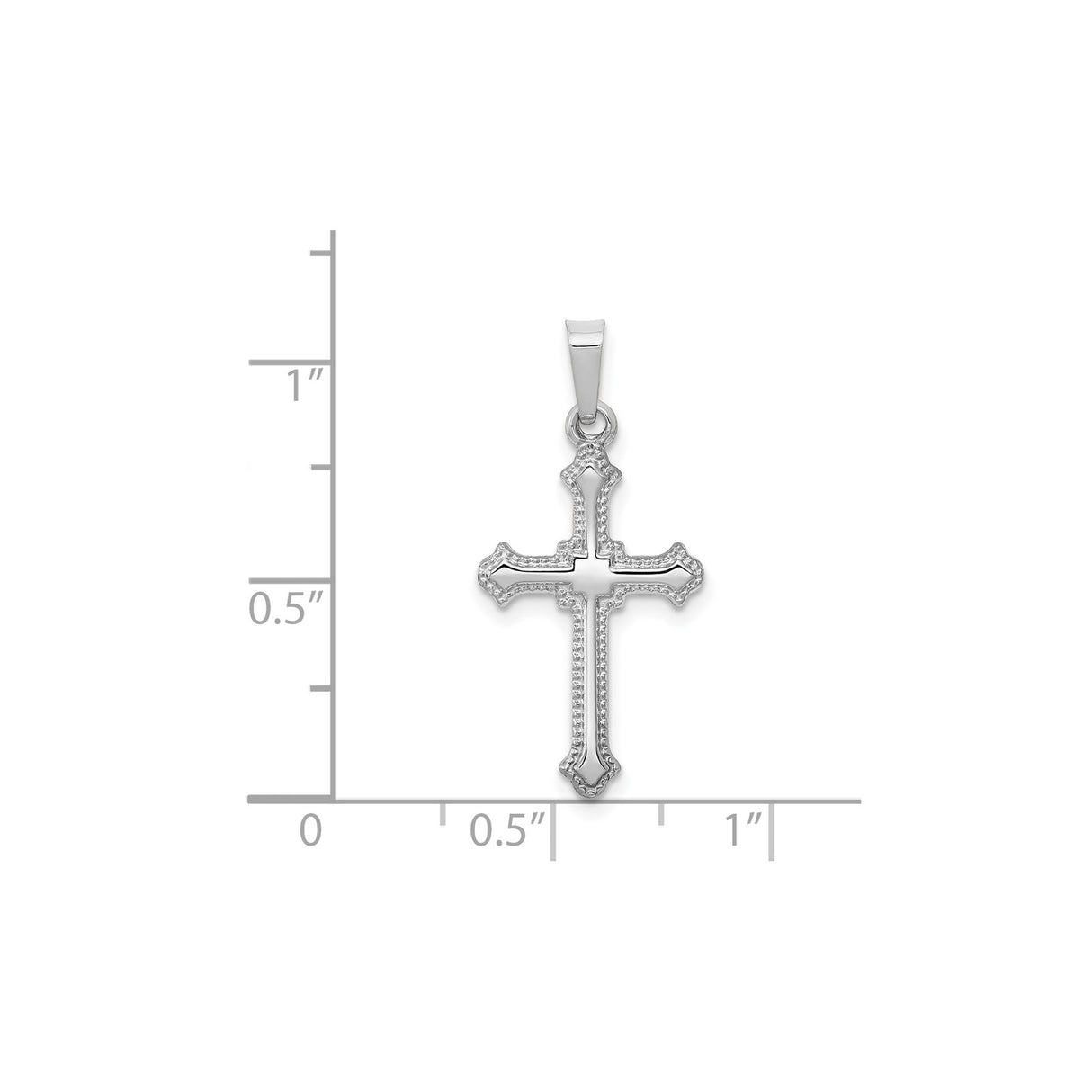 14k White Gold Cross Pendant with Filigree Fleur Detail, Christian Jewelry for Women