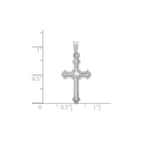14k White Gold Cross Pendant with Filigree Fleur Detail, Christian Jewelry for Women