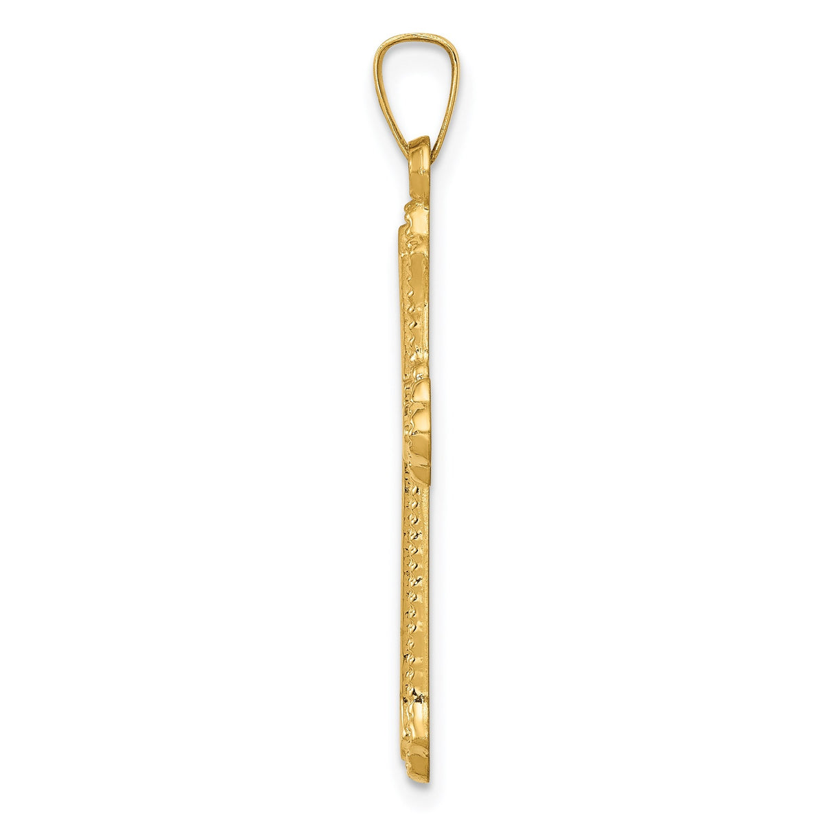 14k Yellow Gold Cross Pendant with Flared Tips, Ornate Textured Religious Charm for Women or Unisex