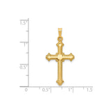 14k Yellow Gold Cross Pendant with Flared Tips, Ornate Textured Religious Charm for Women or Unisex