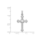 14k White Gold Cross Pendant with Ornate Border and Flared Tips for Women