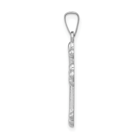 14k White Gold Budded Cross Pendant, Polished Trinity Symbol, Christian Religious Jewelry