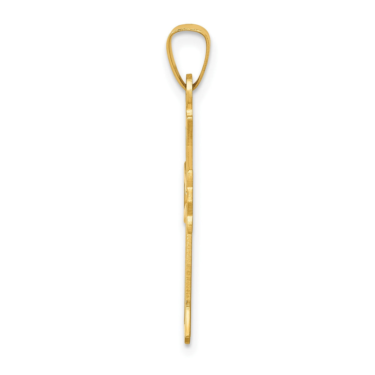 14k Yellow Gold Flared Cross Pendant with Open Cut Design, Christian Religious Jewelry