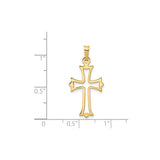 14k Yellow Gold Flared Cross Pendant with Open Cut Design, Christian Religious Jewelry