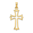 14k Yellow Gold Flared Cross Pendant with Open Cut Design, Christian Religious Jewelry