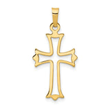14k Yellow Gold Flared Cross Pendant with Open Cut Design, Christian Religious Jewelry