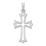 14k White Gold Cross Pendant, Openwork Flared Christian Charm for Women or Unisex Wear