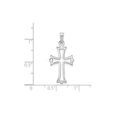 14k White Gold Cross Pendant, Openwork Flared Christian Charm for Women or Unisex Wear