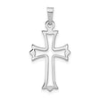 14k White Gold Cross Pendant, Openwork Flared Christian Charm for Women or Unisex Wear
