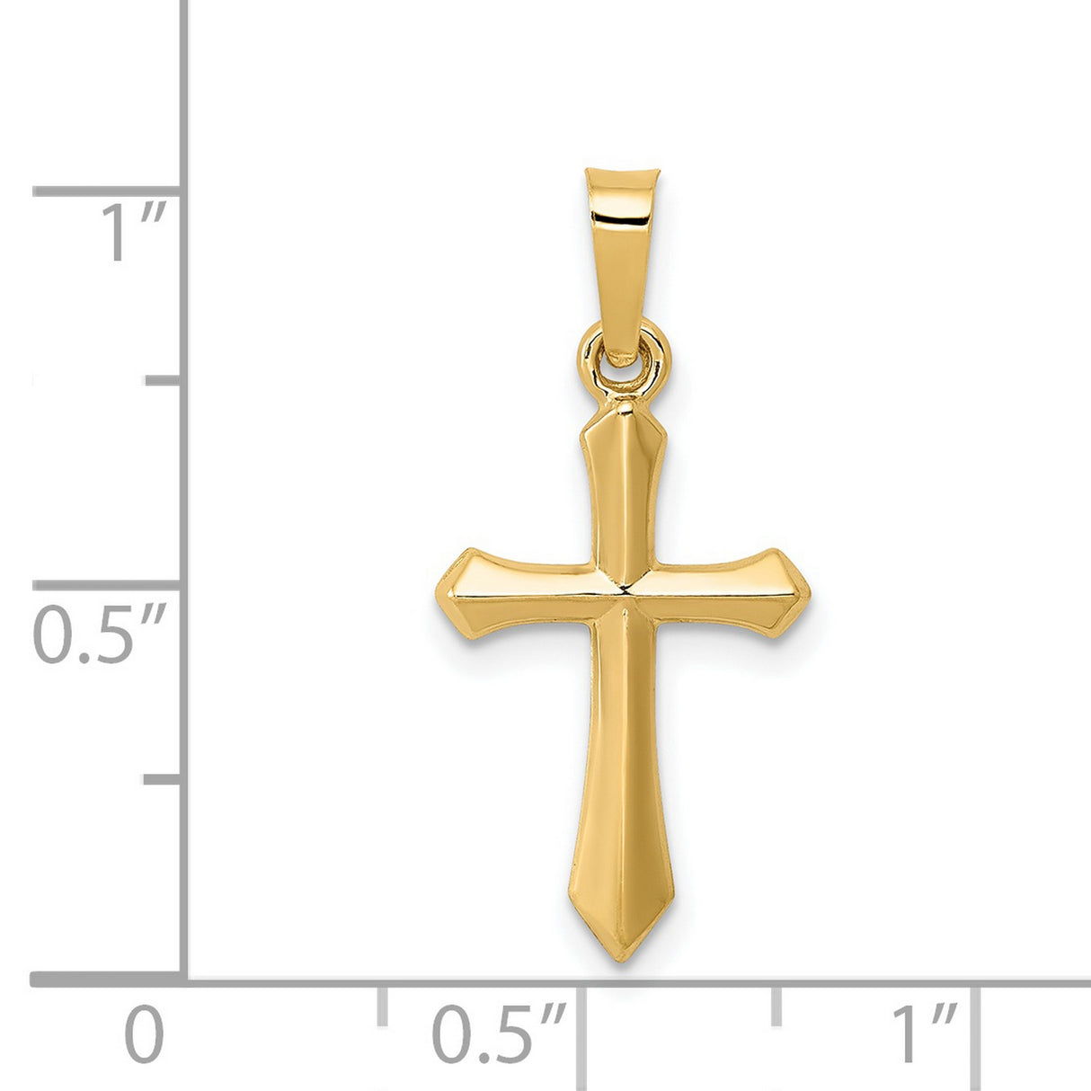 Polished Passion Cross Charm Pendant in Real 14k Yellow Gold