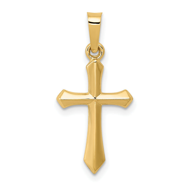 Polished Passion Cross Charm Pendant in Real 14k Yellow Gold