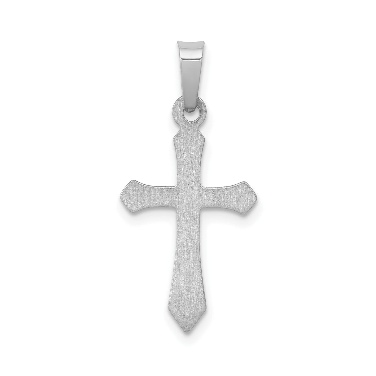14k White Gold Cross Pendant, Beveled Polished Christian Charm for Men and Women