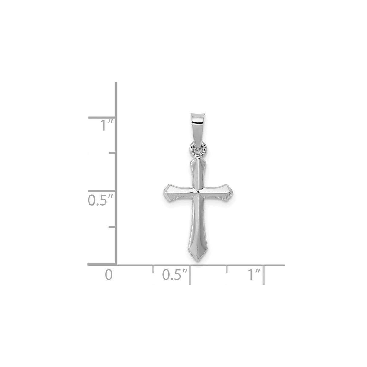 14k White Gold Cross Pendant, Beveled Polished Christian Charm for Men and Women