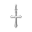 14k White Gold Cross Pendant, Beveled Polished Christian Charm for Men and Women