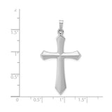 14k White Gold Cross Pendant with Beveled Edge Design, Modern Christian Jewelry for Men