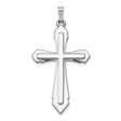 14k White Gold Cross Pendant with Beveled Ornate Design, Unisex Christian Religious Charm