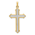 Textured Rhodium Passion Cross Charm Pendant in Real 14k Multi-Tone Gold