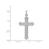 14k White Gold Cross Pendant with Textured Center and Beveled Arrow Tip Edges for Men or Unisex
