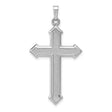 14k White Gold Cross Pendant with Textured Center and Beveled Arrow Tip Edges for Men or Unisex