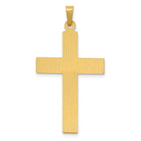 Polished And Satin Rhodium Dove Cross Charm Pendant in Real 14k Multi-Tone Gold