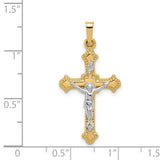 Polished Patonce INRI Crucifix Charm Pendant in Real 14k Multi-Tone Gold