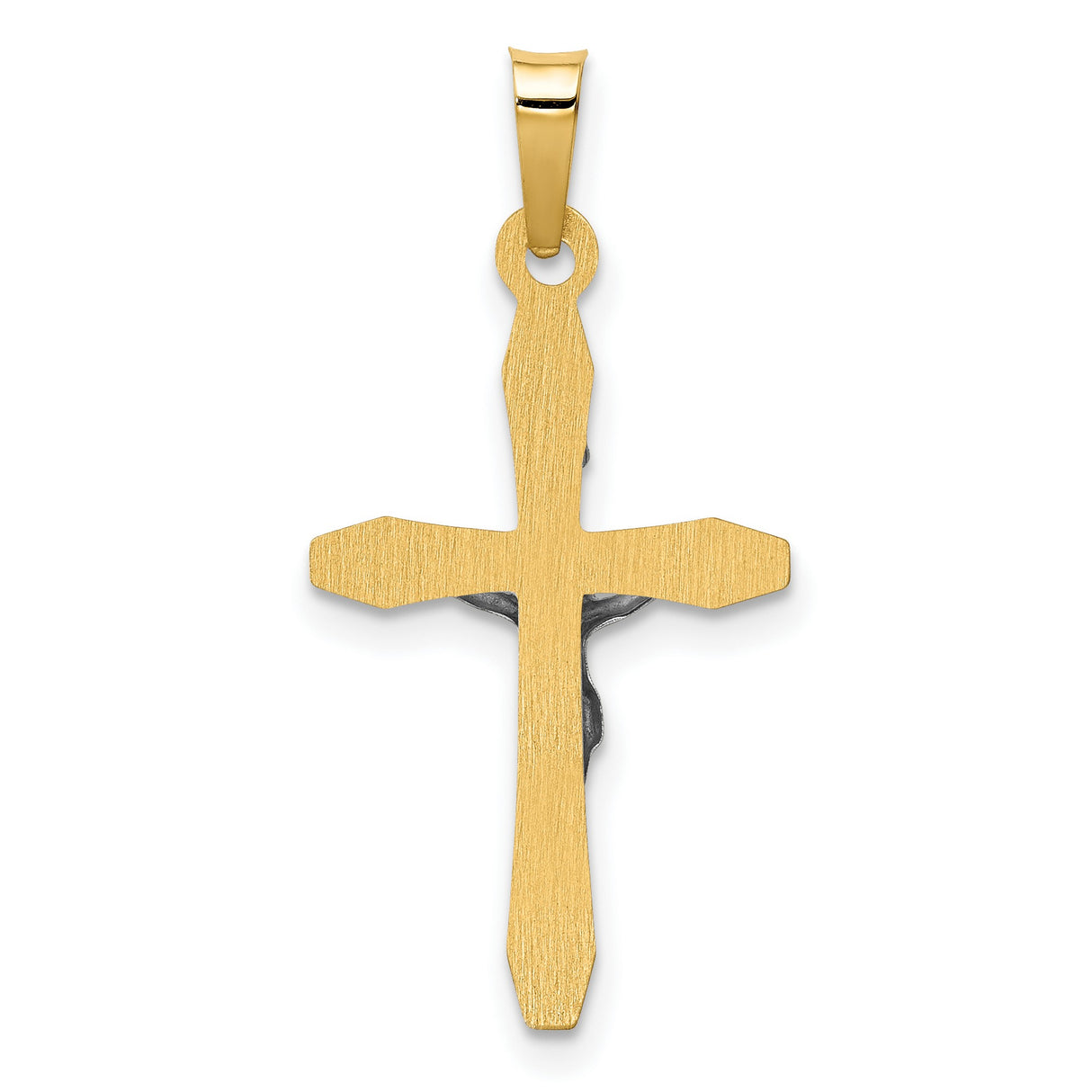 Polished Latin INRI Crucifix Charm Pendant in Real 14k Multi-Tone Gold