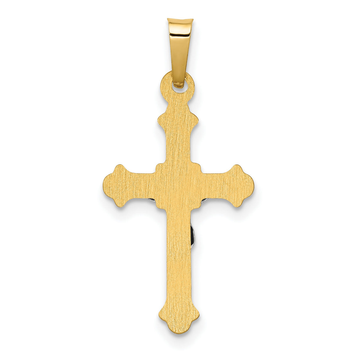 Polished Patonce INRI Crucifix Charm Pendant in Real 14k Multi-Tone Gold