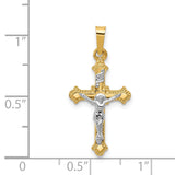 Polished Patonce INRI Crucifix Charm Pendant in Real 14k Multi-Tone Gold