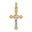 Polished Patonce INRI Crucifix Charm Pendant in Real 14k Multi-Tone Gold