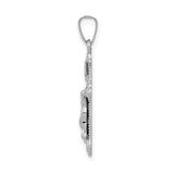 14k White Gold INRI Crucifix Pendant with Latin Cross and Fleur-de-Lis Christian Design