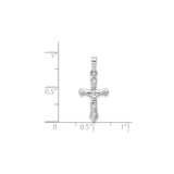 14k White Gold Crucifix Cross Pendant, Polished INRI Religious Charm for Men and Women