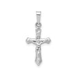 14k White Gold Crucifix Cross Pendant, Polished INRI Religious Charm for Men and Women