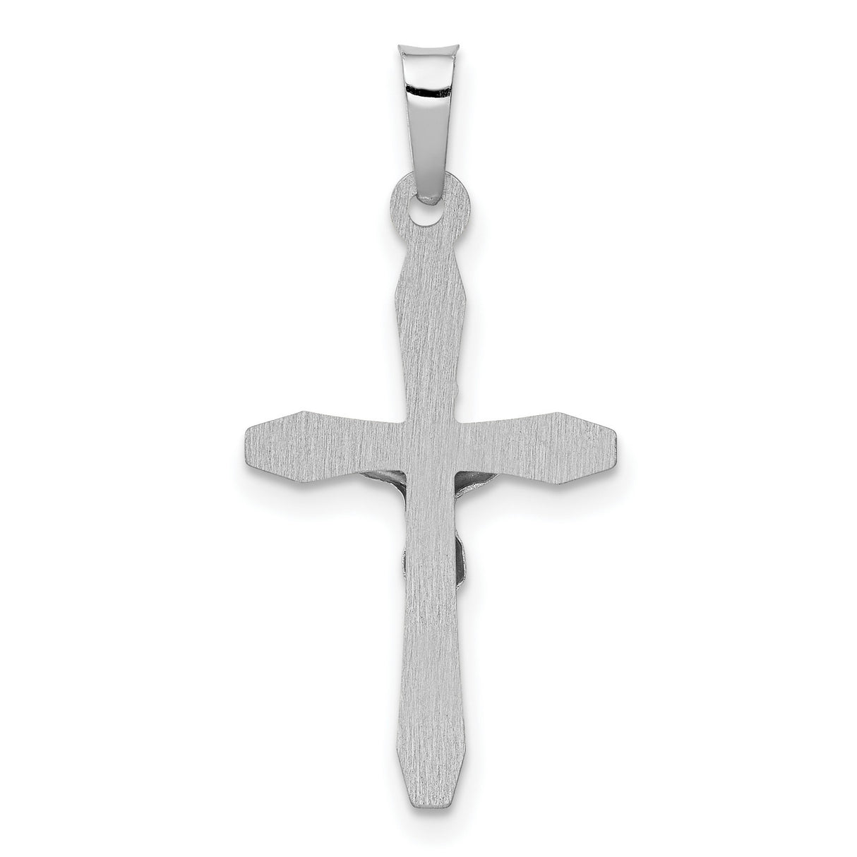 Polished INRI Latin Crucifix Charm Pendant in Real 14k White Gold