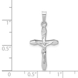 Polished INRI Latin Crucifix Charm Pendant in Real 14k White Gold