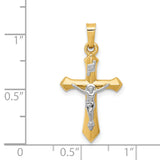 Polished INRI Passion Crucifix Charm Pendant in Real 14k Multi-Tone Gold