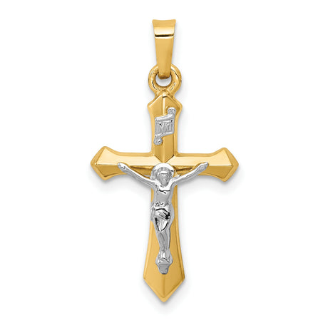 Polished INRI Passion Crucifix Charm Pendant in Real 14k Multi-Tone Gold