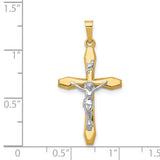 Polished INRI Latin Crucifix Charm Pendant in Real 14k Multi-Tone Gold