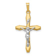 Polished INRI Latin Crucifix Charm Pendant in Real 14k Multi-Tone Gold
