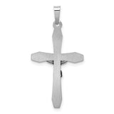 14k White Gold Crucifix Pendant with INRI Cross and Jesus Figure Religious Jewelry