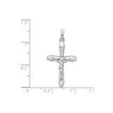 14k White Gold Crucifix Pendant with INRI Cross and Jesus Figure Religious Jewelry