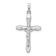 14k White Gold Crucifix Pendant with INRI Cross and Jesus Figure Religious Jewelry
