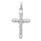 14k White Gold Crucifix Pendant with INRI Cross and Jesus Figure Religious Jewelry